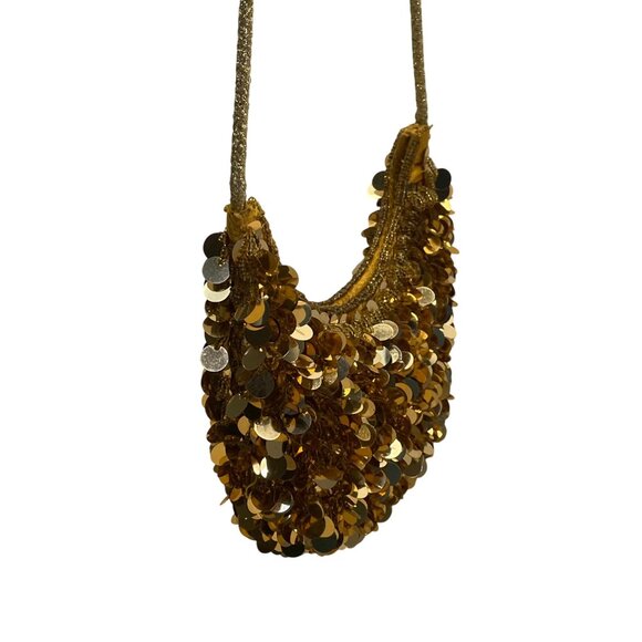 Unbranded Women’s Gold Sequin Beads With Rope Strap Evening Crossbody Bag - Picture 3 of 13
